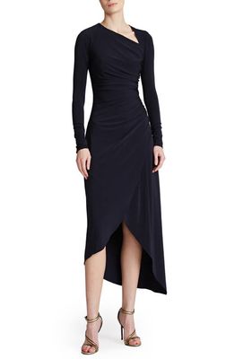 HALSTON EVENING Giorgia Long Sleeve Jersey Cocktail Dress in Ink