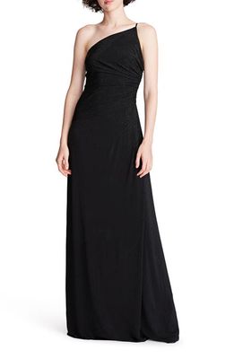 HALSTON Giselle Crystal Stretch Jersey Gown in Black