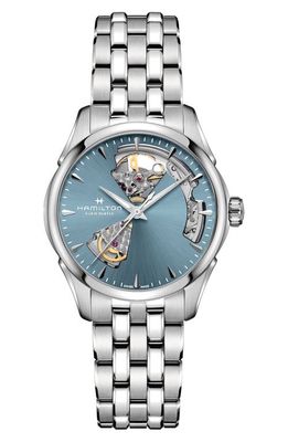 Hamilton Jazzmaster Open Heart Bracelet Watch, 36mm in Light Blue/silver 