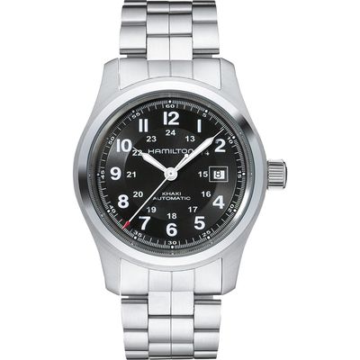 Hamilton Khaki Field Automatic Bracelet Watch, 42mm in Silver/Black/Silver 