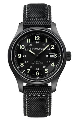 Hamilton Khaki Field Automatic Silicone Strap Watch, 42mm in Black 