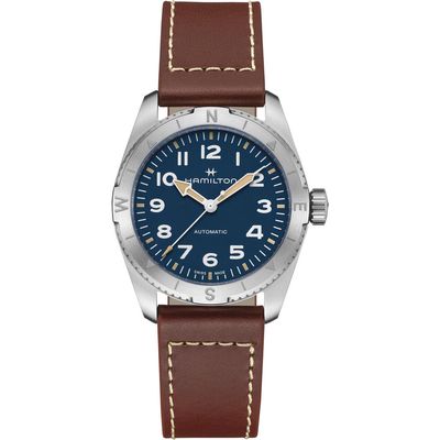 Hamilton Khaki Field Expedition Automatic Leather Strap Watch, 37mm in Blue 