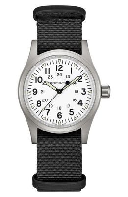 Hamilton Khaki Field Mechanical NATO Strap Watch, 38mm in White 