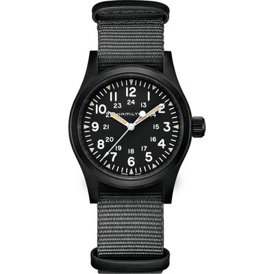 Hamilton Khaki Field NATO Strap Watch, 38mm in Grey/Silver 