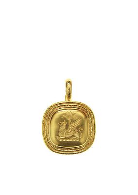 Hammered 19K Yellow Gold 'Griffin and Palm' Pendant