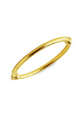 Hammered 19K Yellow Gold Wire Bangle Bracelet