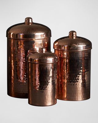 Hammered Copper Small Canisters, Set Of 3