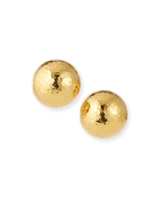 Hammered Gold Dome Clip Earrings