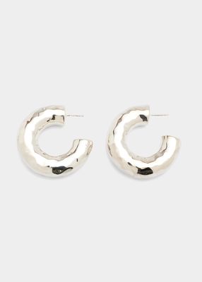 Hammered Medium Hoop Earrings in Sterling Silver