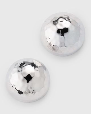 Hammered Silver Dome Stud Earrings
