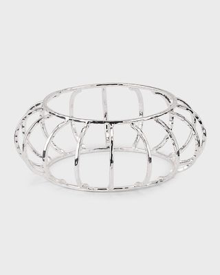 Hammered Silver-Plated Cage Cuff Bracelet