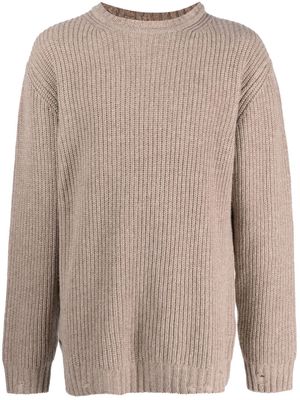Han Kjøbenhavn distressed crew-neck sweater - Brown