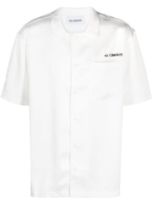 Han Kjøbenhavn logo-print satin-finish bowling shirt - White