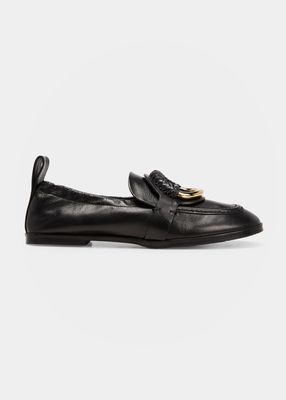 Hana Ring Leather Flat Loafers