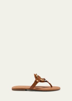 Hana Ring Thong Leather Flat Sandals