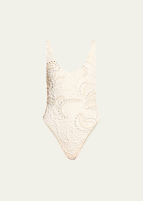 Hand-Beaded Jacquard Bodysuit