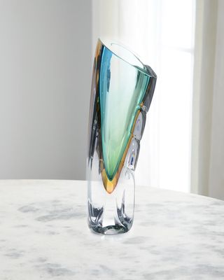 Hand-Blown Curved Glass Vase II