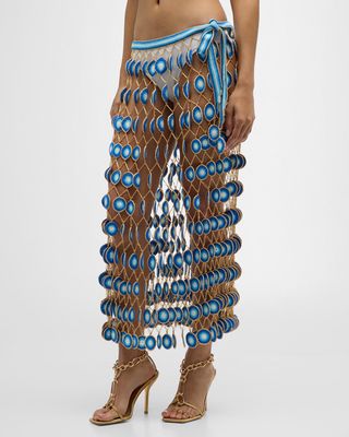 Hand Crochet Convertible Skirt Dress with Evil Eye Motifs