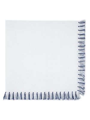 Hand-Knotted Fringe 4-Piece Napkin Set - White Solider Blue - White Solider Blue