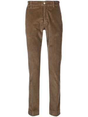 Hand Picked corduroy cotton slim trousers - Brown