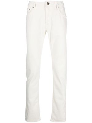 Hand Picked embroidered-logo straight-leg jeans - White