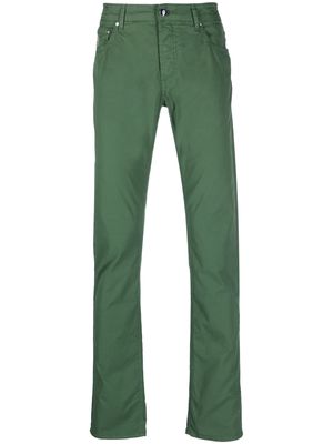 Hand Picked stretch-cotton straight-leg trousers - Green