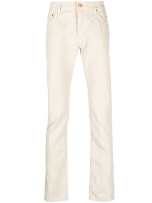 Hand Picked stretch-cotton straight-leg trousers - Neutrals