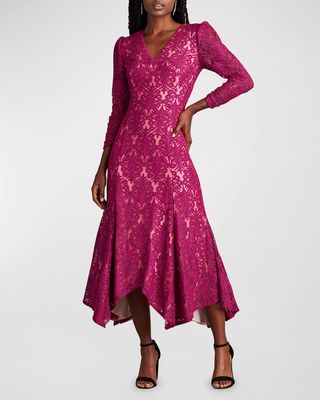 Handkerchief Corded Lace Midi Dress