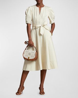 Handkerchief Cotton Puff-Sleeve Dress