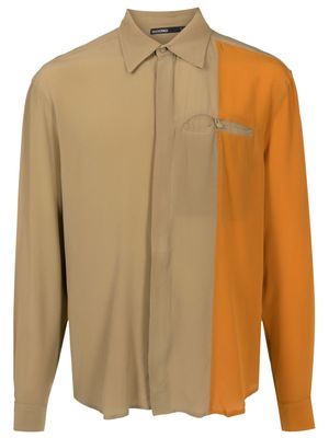 Handred colour-block silk shirt - Brown