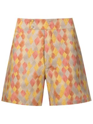 Handred diamond-print straight-leg shorts - Multicolour