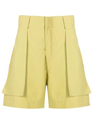 Handred panelled wide-leg cotton shorts - Green