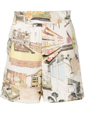 Handred Perspectives linen shorts - Neutrals