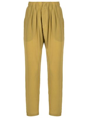 Handred pleat-detailing silk tapered trousers - Brown