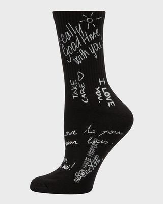 Handwritten Message Ribbed Tube Socks