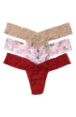 Hanky Panky 3-Pack Low Rise Thongs in Chai/antq Lily/brnt Sienna