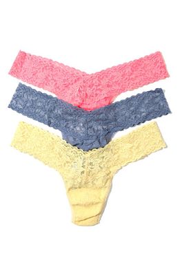 Hanky Panky Assorted 3-Pack Low Rise Thongs in Peach Fizz/chambray/buttercup