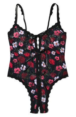 Hanky Panky Floral Open Gusset Teddy in Am I Dreaming