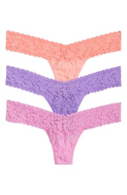 Hanky Panky Holiday Assorted 3-Pack Low Rise Thongs in Elec Orch/neon Crl/lip Pnk