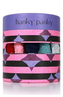 Hanky Panky Holiday Assorted 5-Pack Low Rise Thongs in Blue Multi