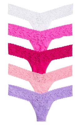Hanky Panky Holiday Assorted 5-Pack Low Rise Thongs in Pink Multi