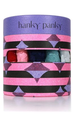Hanky Panky Holiday Assorted 5-Pack Original Rise Thongs in Blue Multi