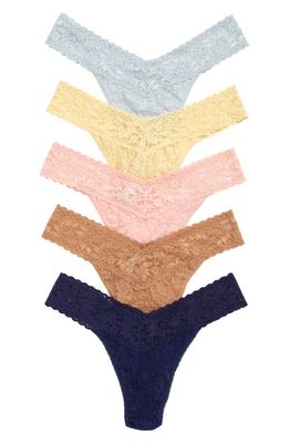 Hanky Panky Holiday Assorted 5-Pack Original Rise Thongs in Ody Blu/snt/prl Gry/rswtr/btcp