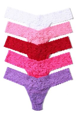 Hanky Panky Holiday Assorted 5-Pack Original Rise Thongs in Pink Multi