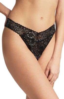 Hanky Panky Lurex Daily Lace Original Rise Thong in Black