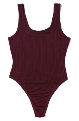 Hanky Panky MellowLuxe Square Neck Thong Bodysuit in Dried Cherry