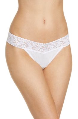 Hanky Panky Mid Rise Lace Trim Thong in White