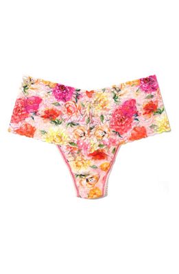 Hanky Panky Print Retro Lace Thong in Bring Me Flowers