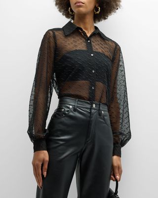 Hanna Metallic Button-Front Shirt