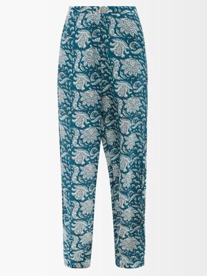 Hannah Artwear - Charlie Printed Silk Trousers - Womens - Blue Print